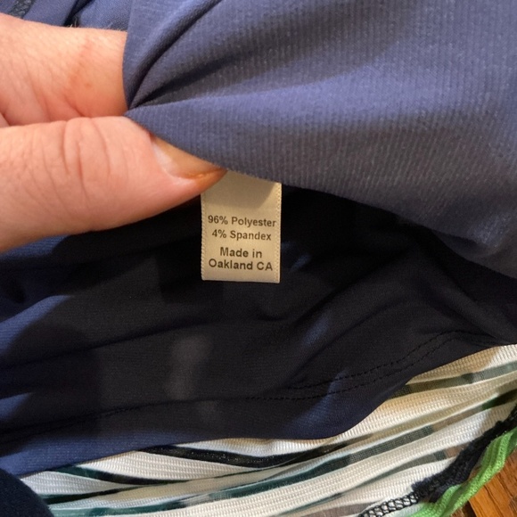 Lesley Evers Navy Blue Floral Stripe Sleeveless A-Line Dress Sz:Large USA Made - Picture 2 of 5